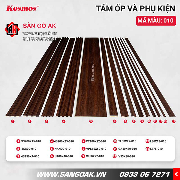 Tấm ốp Nano 9mm PVC Kosmos NANO9-010